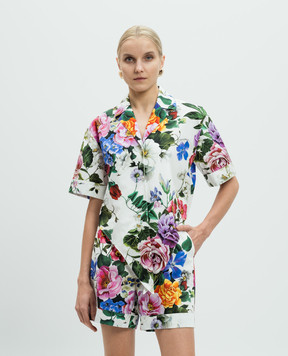 Dolce&Gabbana Белая блуза в цветочный принт F5T30THS5S6