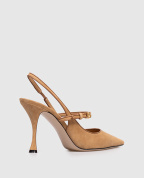 Dolce&Gabbana Коричневі замшеві слінгбеки з логотипом CG0974AQ134
