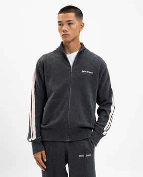 Palm Angels Серая куртка с шерстью и кашемиром с логотипом PMHA063F25KNI001