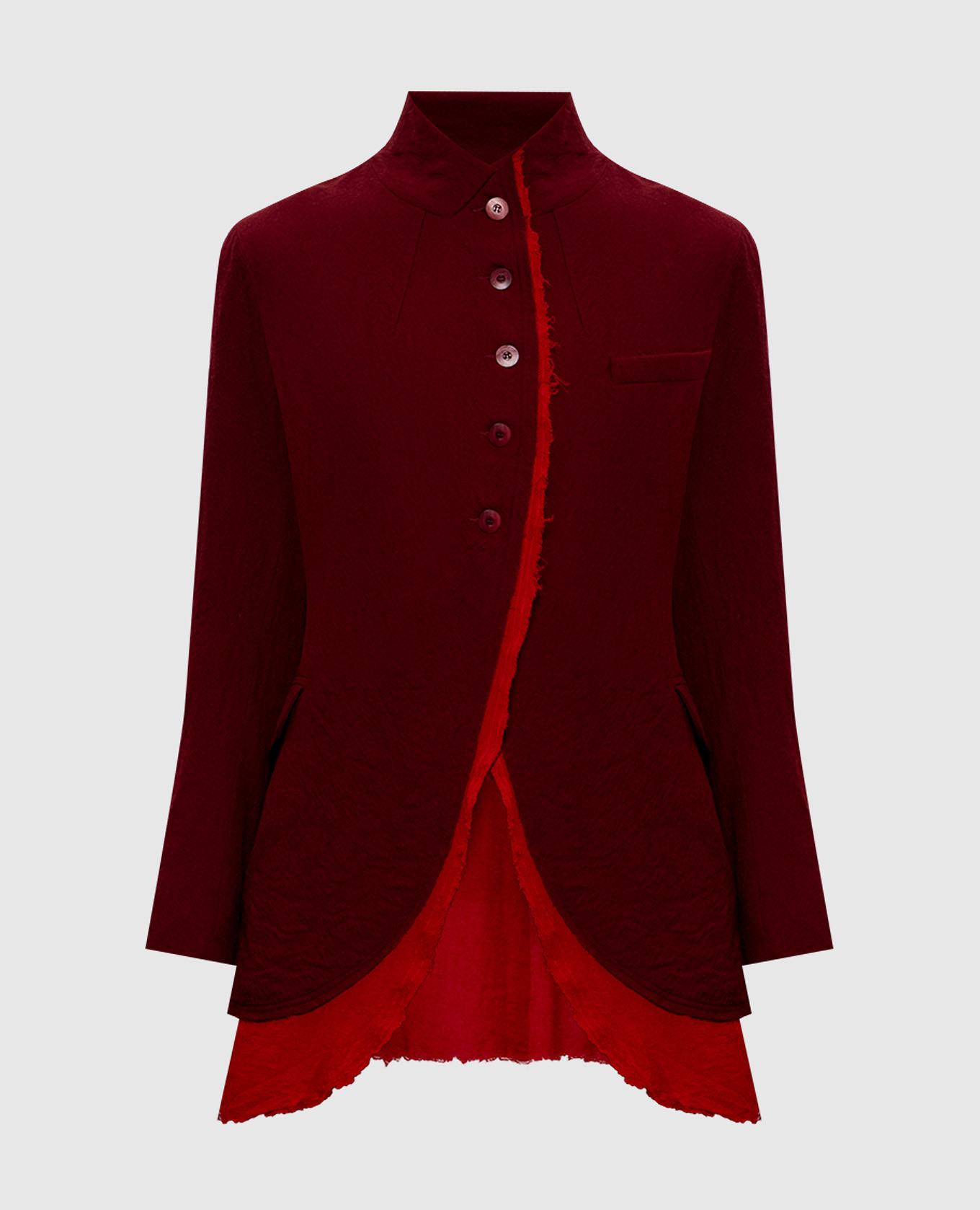 

Бордовый жакет из шерсти с эффектом жатки, Жакеты