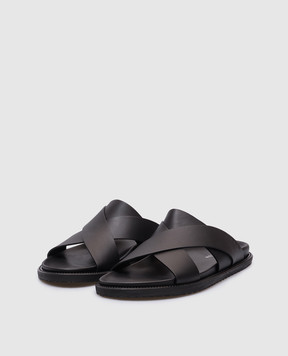 Stuart Weitzman Черные кожаные шлепанцы Berkley SK545
