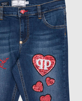 Philipp Plein Детские синие джинсы с пайетками GDT0030