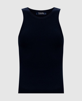 Max Mara Синий топ AMBURGO в рубчик AMBURGO