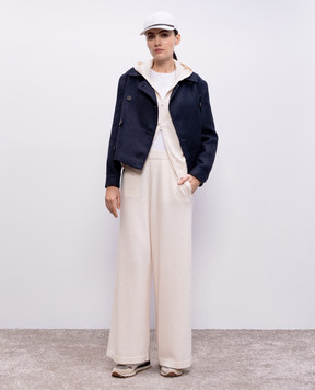Brunello Cucinelli Бежевые спортивные брюки из шерсти, кашемира и шелка M16244799