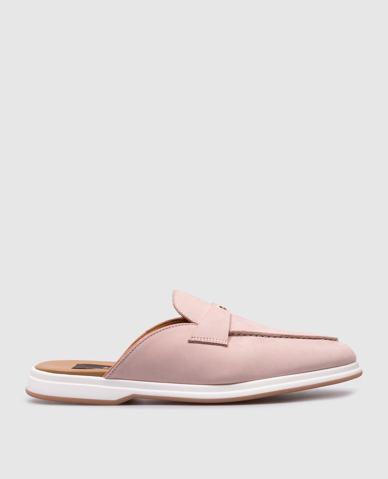 Pink nubuck mules with logo