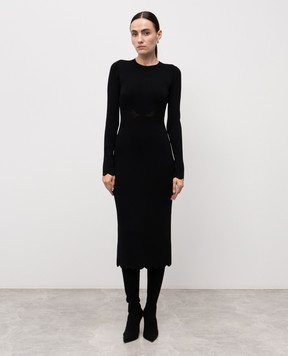 Twinset Чорна сукня міді з логотипом 252TP3040