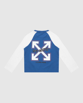 Off-White Детский синий лонгслив с принтом логотипа OBAB003S25JER001