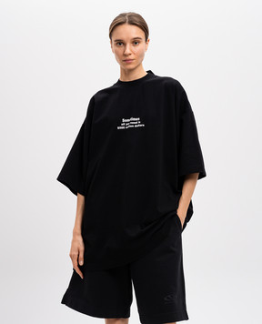 Vetements Чорна футболка з контрастним принтом UA66TR690Bw