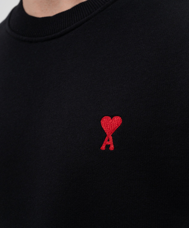 Ami Paris Черный свитшот с вышивкой эмблемы Ami de Coeur BFUSW035730 изображение 5