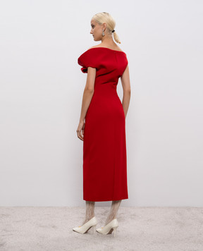 Magda Butrym Червона сукня міді з вовни з відртими плечима DRESS14258925