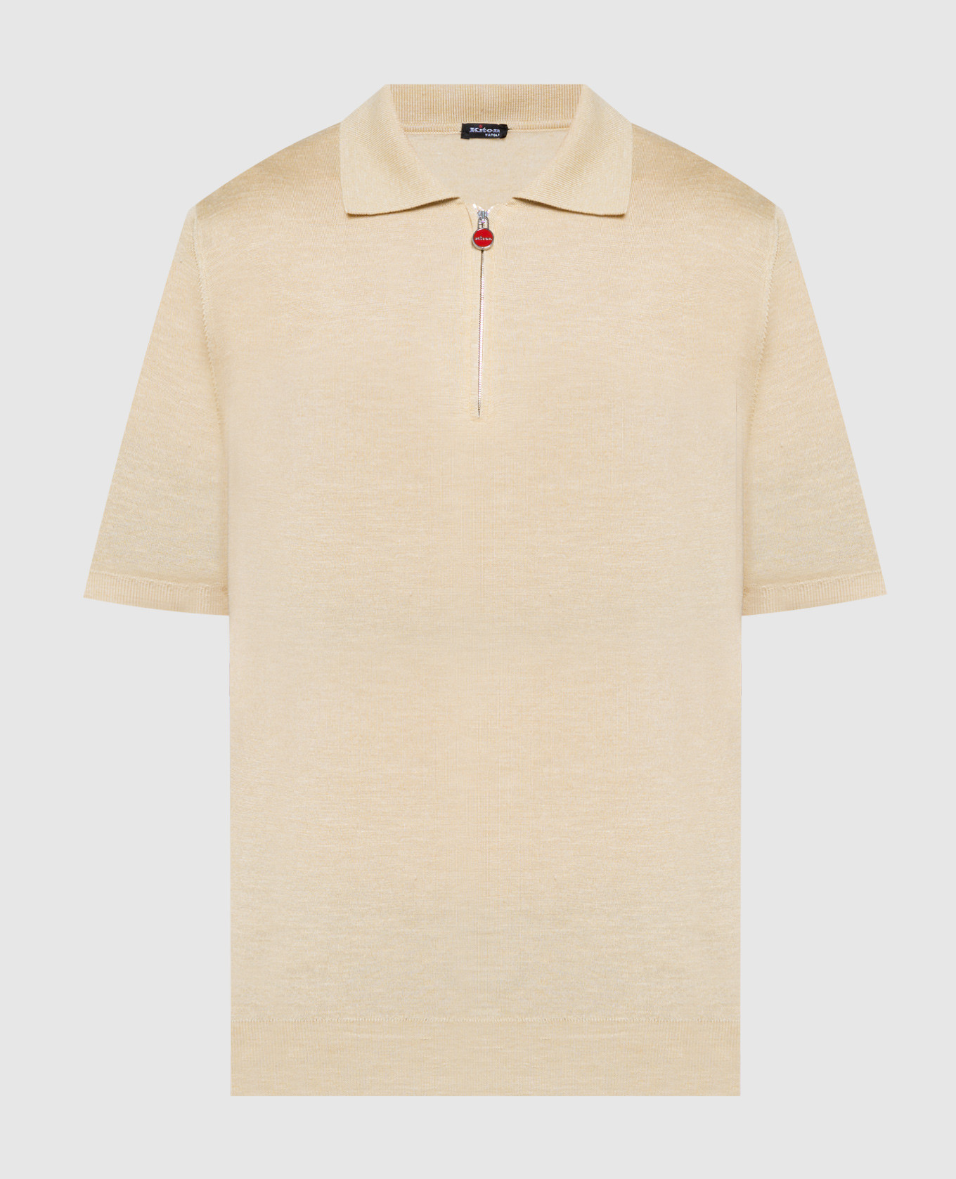 Yellow polo shirt made of silk, cashmere and linen