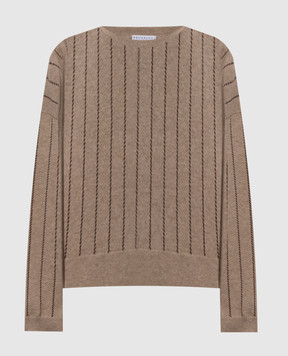 Brunello Cucinelli Бежевий светр з кашеміру з паєтками M12215100P