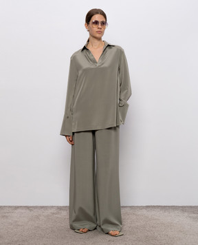 Max Mara Зелена блуза DOVER із шовку з розрізами DOVER