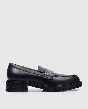 Off-White Черные кожаные лоферы Combat OMIG009C99LEA002