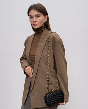 Bottega Veneta Чорний шкіряний мінодьєр з плетінням Intrecciatio 776662V01D1