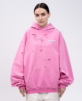 Balenciaga Розовые худи с логотипом с прорехами 818557TRVP9