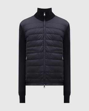 Moncler Синя пухова куртка з вовною з нашивкою логотипа K20919B50700A9341