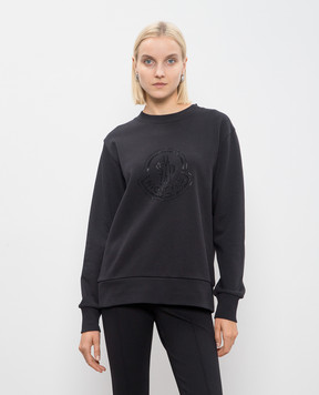 Moncler Черный свитшот с логотипом из кристаллов J20938G00040899TR