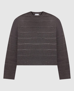 Brunello Cucinelli Сірий светр Dazzling з кашеміром та вовною в паєтки MBM738200