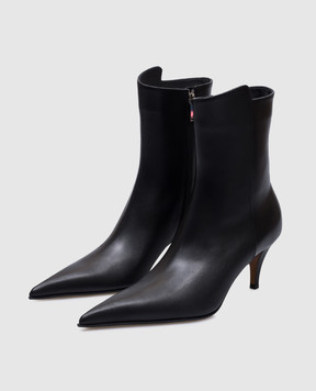 Alexander McQueen Чорні шкіряні ботильйони Birdee з фактурним брендовим зображенням 808279WHABP
