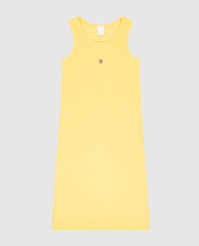 Givenchy Дитяча жовта сукня в рубчик з емблемою H30777612