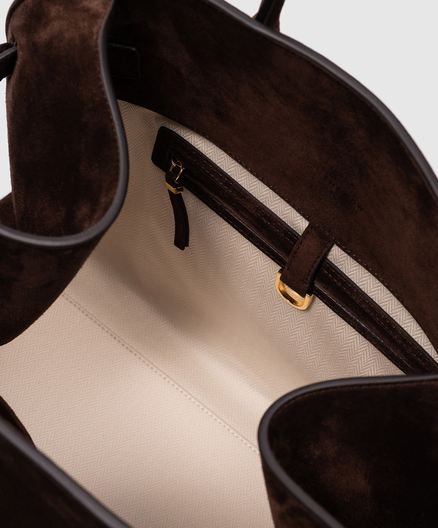 The Row Коричневая замшевая сумка Margaux 15 W1255L25 изображение 4