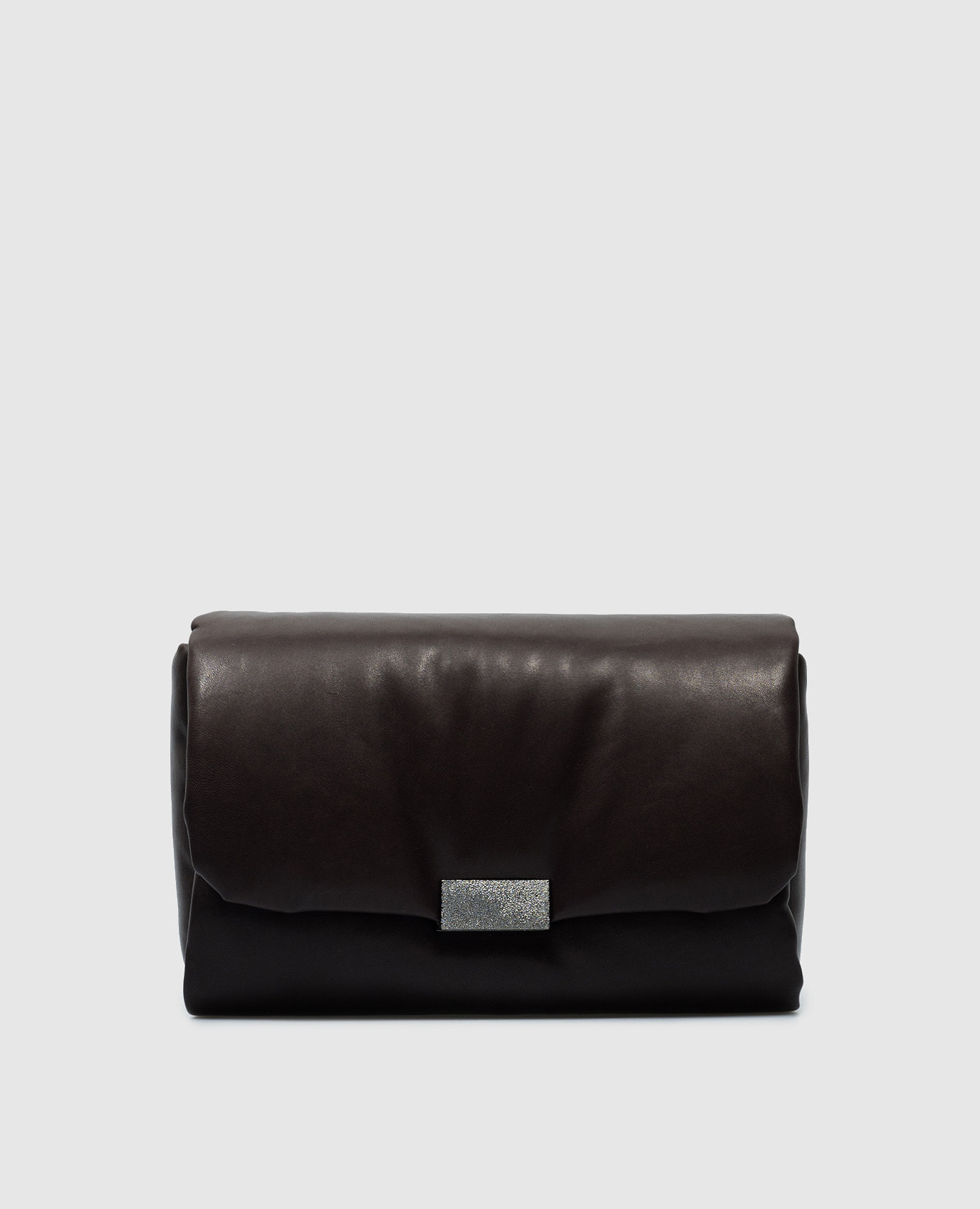 

Коричневая кожаная сумка-мессенджер с дутым эффектом, Коричневый, Сумки через плечо