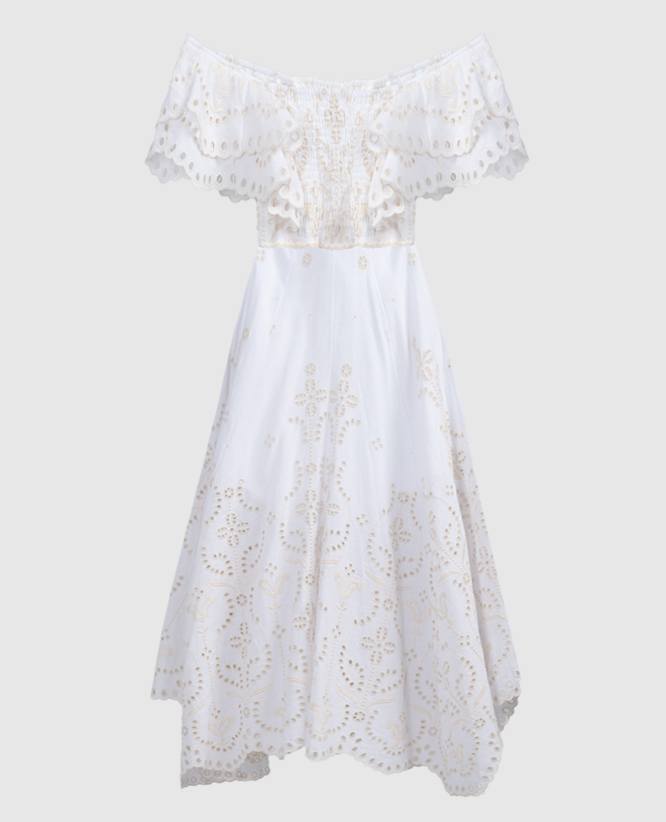 Sheen white midi dress with embroidery