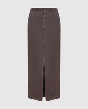 Brunello Cucinelli Серая джинсовая юбка Chino с кожаным патчем логотипа ML996G3822
