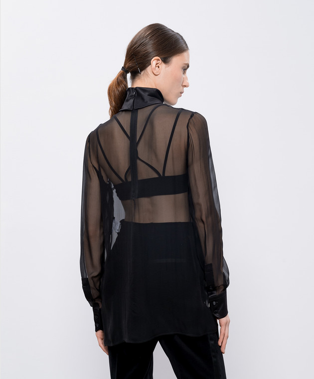 Dolce&Gabbana Черная блуза из шелка F7AI0TFU1AT изображение 4