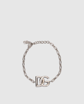Dolce&Gabbana Сріблястий браслет з логотипом DG з паладієвим покриттям WBN5W2W1111