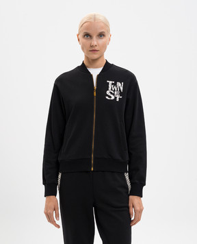 Twinset Чорна спортивна куртка з логотипом 252LI2MBB