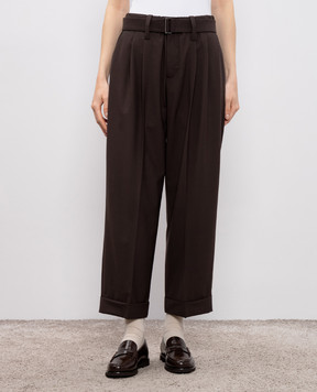 Brunello Cucinelli Коричневые брюки с шерстью MPW07P8995