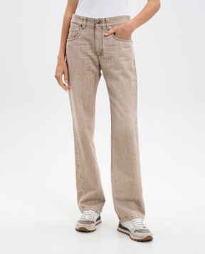 Brunello Cucinelli Бежевые джинсы с цепочкой мониль MA095P4035