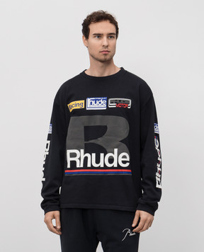 Rhude Чорний світшот з принтом логотипа RHSS25TT15012