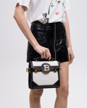 Balmain Бежевая комбинированная сумка Raffia B-Buzz 23 EN0DB530TRHS