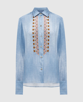 Ermanno Scervino Блакитна блуза з фактурною вишивкою-орнаментом D442K702EMY