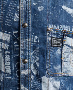 Versace Jeans Couture Синя джинсова сорочка у візерунок Magazine 76GAL21CDW074SS0