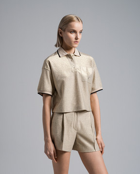 Brunello Cucinelli Бежевое поло с леном с люрексом ML947EN405