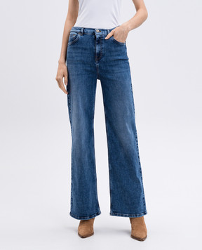 Twinset Синие джинсы клеш с эффектом потертости 252TP2670