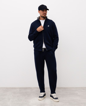 Brunello Cucinelli Синие спортивные брюки из кашемира M2219209G