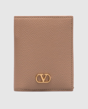 Valentino Бежеве шкіряне портмоне з логотипом 7W2P0AJ5SNP
