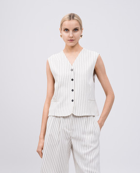 Lou Lou Studio Белый жилет VANUA с леном в полоску VANUA