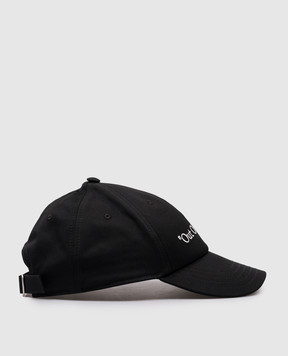 Off-White Чорна кепка з контрастною вишивкою Out Of Office OMLB069F24FAB009