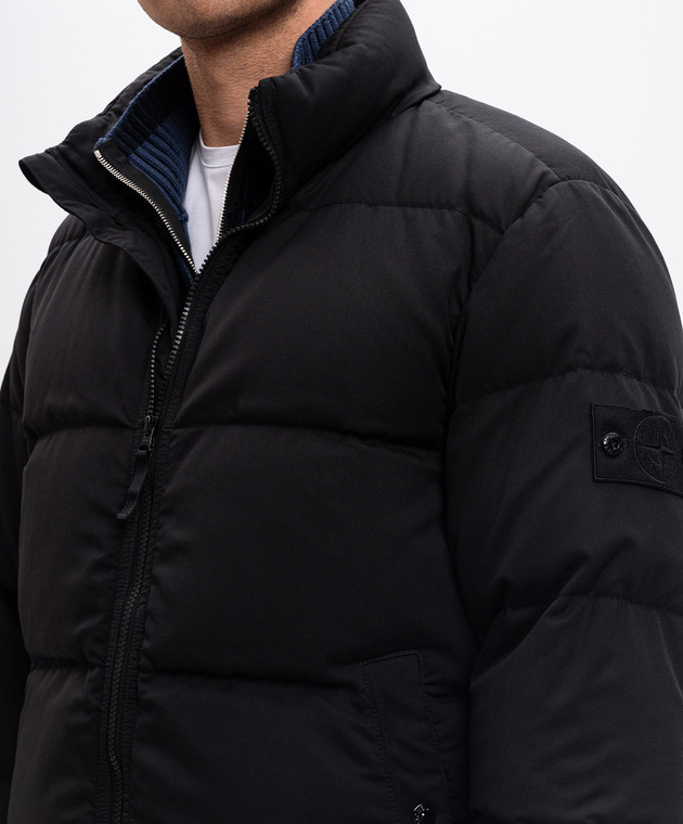Stone Island Черный пуховик из шерсти со съемным патчем логотипа 8115453F3 изображение 5