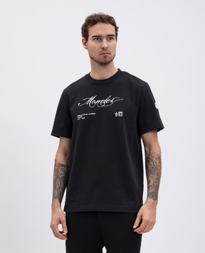 Moncler Чорна футболка з вишивкою логотипа K20918C0001289AUG