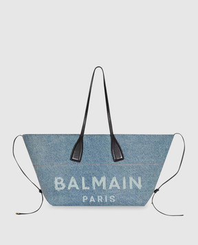Balmain Синя сумка-тоут з принтом логотипа FN1FI015TDDX
