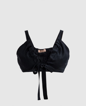 Twinset Черный топ из льна с логотипом логотип 251TF2015