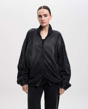 Alexander Wang Серая спортивная куртка с коноплей с эффектом потертости UCC4242029