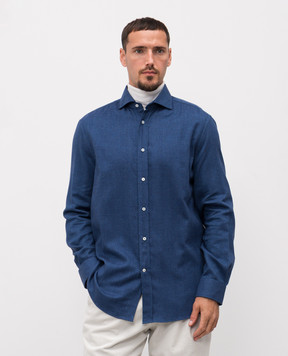 Brunello Cucinelli Синя сорочка у візерунок MY6370627